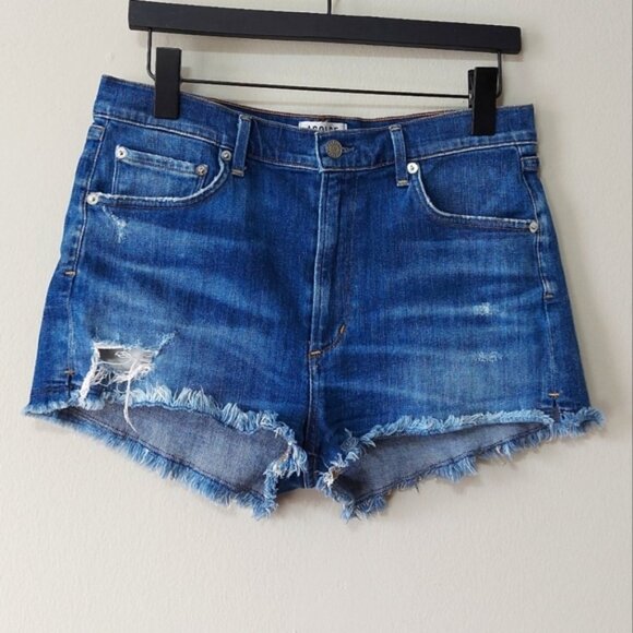 Agolde Pants - Agolde Cut-off Shorts Size 30 Jaden High Rise Distressed Frayed Hem Blue